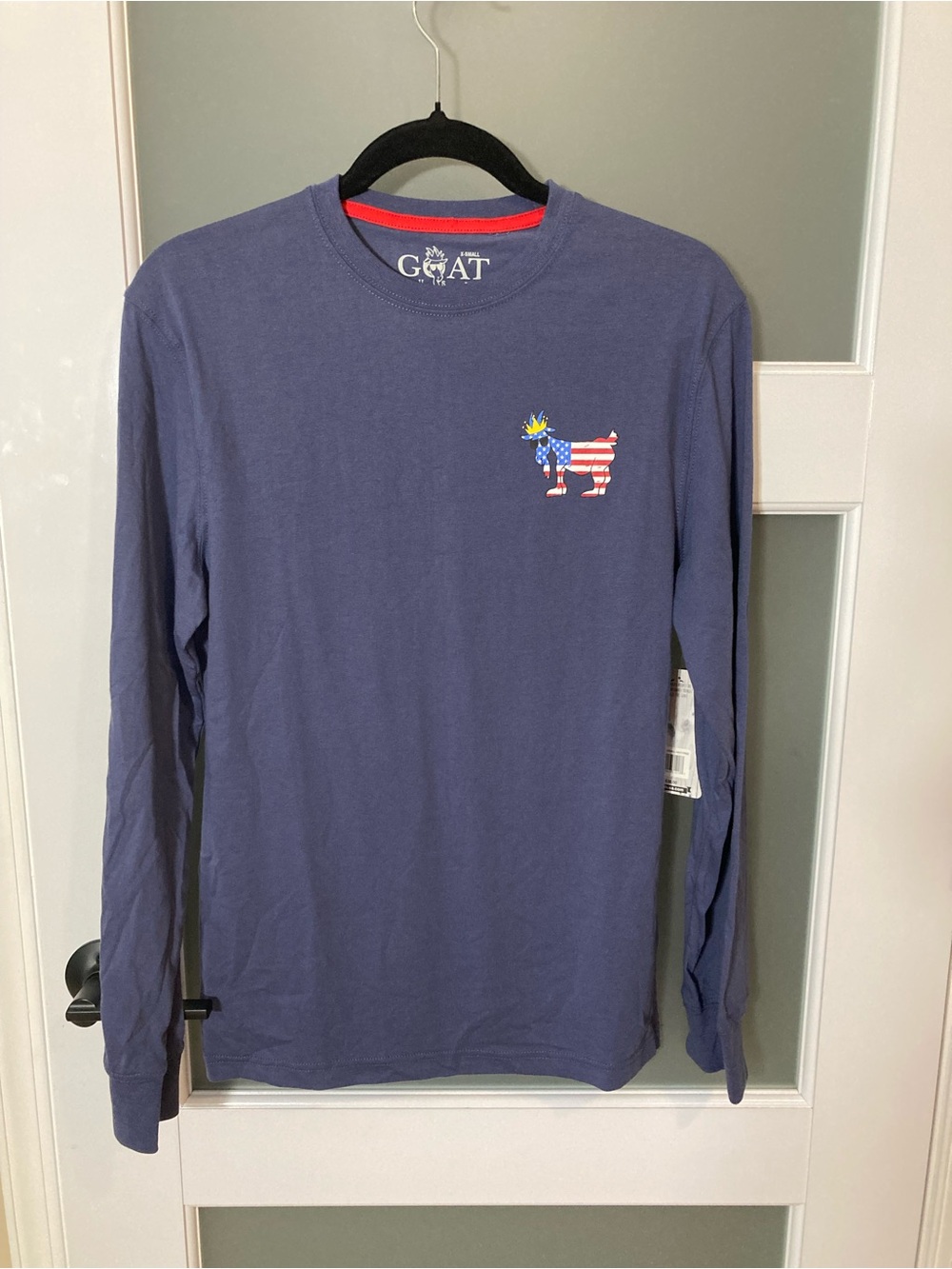 GOAT USA Unisex Freedom Long Sleeve T-Shirt Patriotic Royal Blue Size XS - NWT!